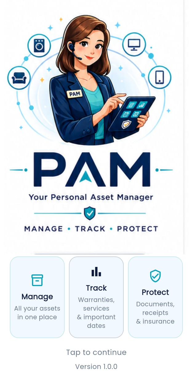 PAM home screen